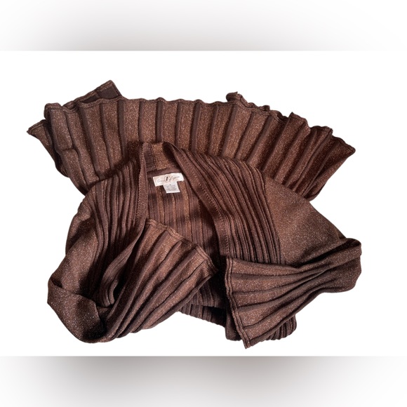 Once 1 Again Women Long Sweater Cardigan. Size M Color Brown and Gold - Picture 3 of 4